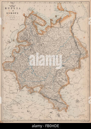 La Russie dans l'Europe. Petersburg Moscow-St Warsaw-Krakow chemins.JW Lowry, 1862 map Banque D'Images