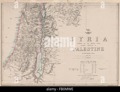 La SYRIE ET LA PALESTINE. Terre sainte Israël. Les noms bibliques et classique.Weller, 1862 map Banque D'Images