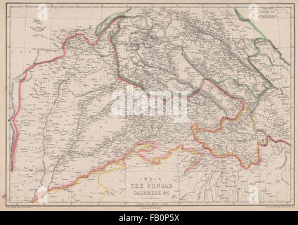 L'Inde britannique. 'Le Pendjab Cachemire &c.' Kasmir. Le Pakistan. WELLER, 1862 map Banque D'Images