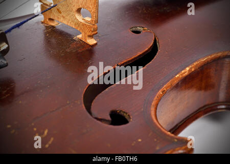 La partie de violon à l'ancienne, très close up Banque D'Images