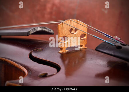 Vintage violon avec string, très close up Banque D'Images