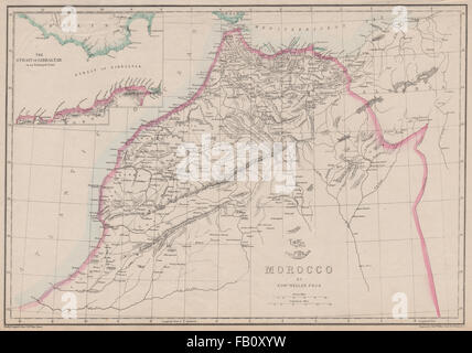Le MAROC. Montre l'espagnol Ceuta Melilla Penon de Velez Al-hoceima. WELLER, 1862 map Banque D'Images