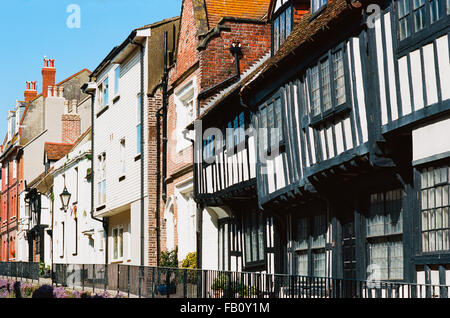 Maisons de la vieille ville de Hastings, sur All Saints Street, Sussex, UK Banque D'Images