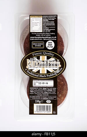 Un paquet du boudin noir saucisse Société Bury Banque D'Images