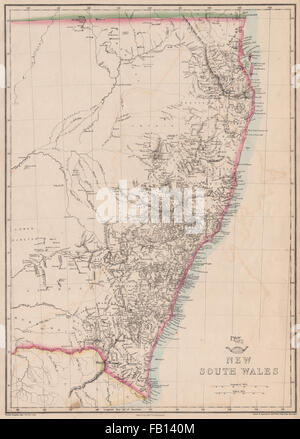 'New South Wales' & Gold Coast/Brisbane. Carte de l'État. L'Australie. WELLER, 1862 Banque D'Images