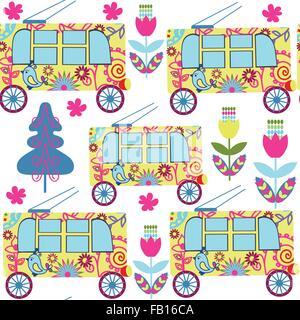 Modèle transparent coloré mignon avec fantaisie et de trolleybus en modèle transparent menu swatch, image vectorielle Illustration de Vecteur