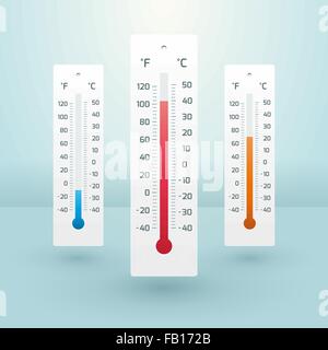 Trois thermomètres avec différentes températures Illustration de Vecteur