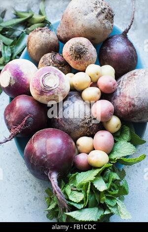 Vue de dessus de sélection de légumes d'automne Banque D'Images