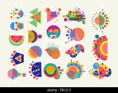 Ensemble d'éléments de géométrie, de symboles abstraits et de formes en fun style coloré. Vecteur EPS10. Illustration de Vecteur
