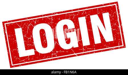Login place rouge grunge stamp on white Banque D'Images