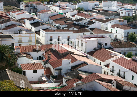 Vue aérienne d'Olivença ville historique à proximité de la frontière du Portugal, Badajoz, Espagne Banque D'Images