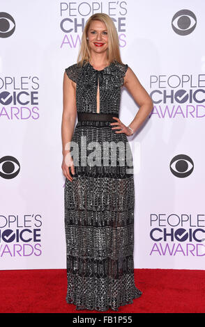 Los Angeles, Californie, USA. 6 janvier, 2016. CLAIRE DANES assiste à la People's Choice Awards 2016 de Microsoft, le théâtre. © Lisa O'Connor/ZUMA/Alamy Fil Live News Banque D'Images