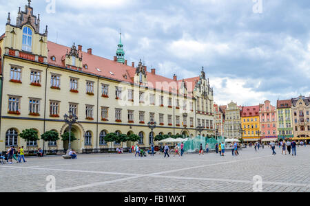 WROCLAW, POLOGNE - août 21, 2014 ; la place du marché et des bâtiments historiques. Région de Silésie le 21 août , 2014 Banque D'Images