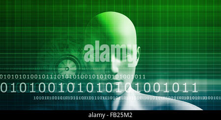 L'identité numérique avec une tête sans visage Android Art Banque D'Images