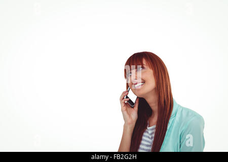 Hipster Smiling woman having a phone call Banque D'Images
