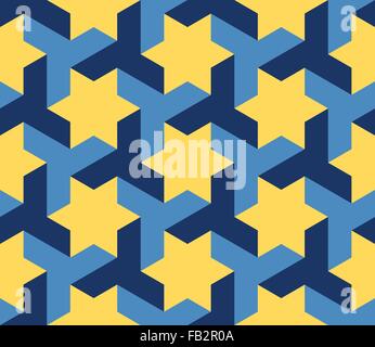 Seamless Vector Jaune Bleu étoile géométrique forme Triangle Modèle Tessellation Illustration de Vecteur