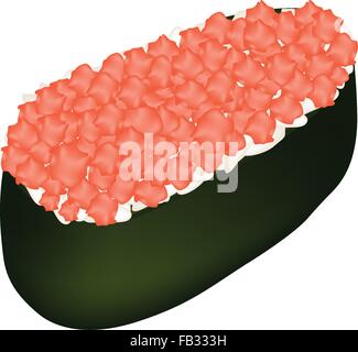 La cuisine japonaise, Illustration de Negitoro fraîche hachée ou Sushi de thon isolé sur fond blanc. Illustration de Vecteur