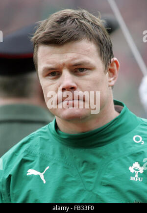 L'Irlande Brian O'Driscoll avant les Six Nations rugby union match international contre le Pays de Galles à Croke Park, Dublin, Irlande, Samedi, Mars. 13, 2010. Banque D'Images