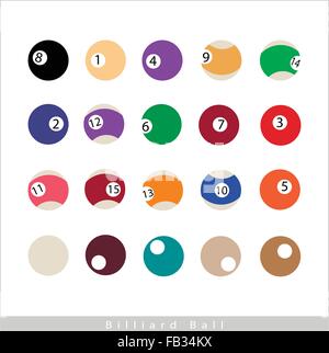 Sports et Fitness, Illustration symbole Collection de boules de billard isolé sur un fond blanc. Illustration de Vecteur