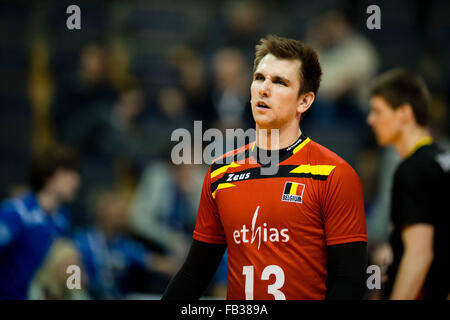 Berlin, Allemagne. Le 08 Jan, 2016. La Belgique au cours de l'Deroey Dennis Qualification olympique Un groupe d'hommes entre la Serbie et la Belgique à Berlin, Allemagne, 08 janvier 2016. Photo : GREGOR FISCHER/DPA/Alamy Live News Banque D'Images