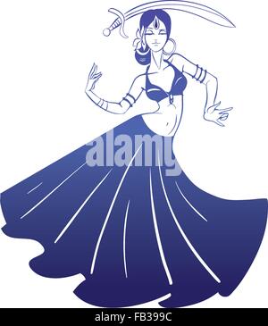 Femme dansant en pose expressive silhouette. Illustration de Vecteur