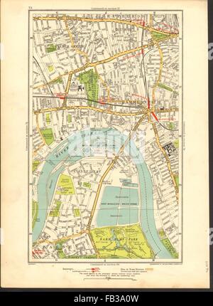 75015 : Barnes, Shepherds Bush, Fulham, Castlenau, amidon, 1937 La carte verte Banque D'Images