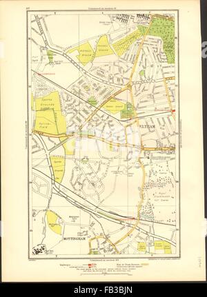 Yvoir : Mottingham, Kidbrooke, Shooter's Hill, Eltham Park, parc de l'avertisseur sonore, 1937 map Banque D'Images