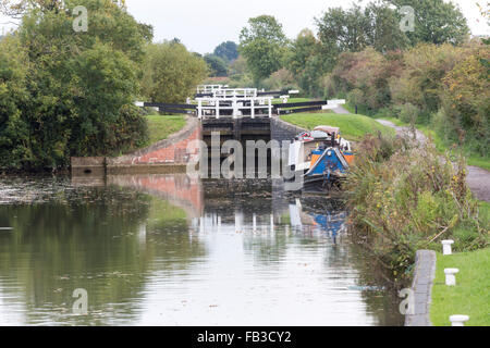 UK, Wiltshire, le Kennet & Avon Canal, Caen Hill Locks. Banque D'Images