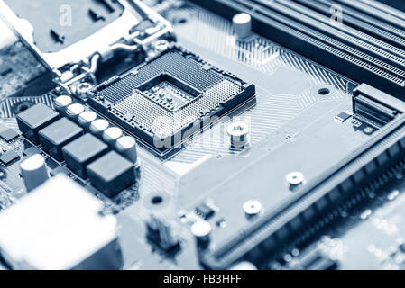 Carte mère informatique close up. Banque D'Images