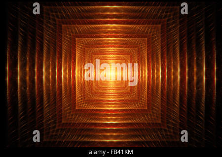 Image fractale sur fond sombre des lignes colorées sont réunis sous la forme d'un tunnel, à la fin de laquelle une lumière vive. Banque D'Images