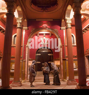 Badajoz, Espagne - Janvier 2013 : Crèche de Noël. Diorama construit par Association locale des Amis de berceaux, Badajoz, 2013. Banque D'Images