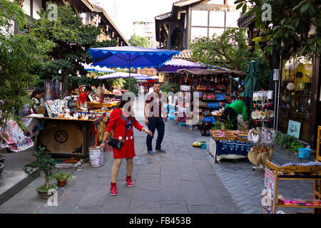 Chengdu City Center,maisons de thé,Antiquaires,ancienne vieille ville capitale de la province du Sichuan, Chine, République populaire de Chine, Chine Banque D'Images