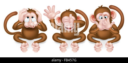 Les trois singes sages, ne rien entendre, ne rien voir, ne rien dire Banque D'Images