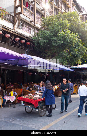 Chengdu City Center,maisons de thé,Antiquaires,ancienne vieille ville capitale de la province du Sichuan, Chine, République populaire de Chine, Chine Banque D'Images