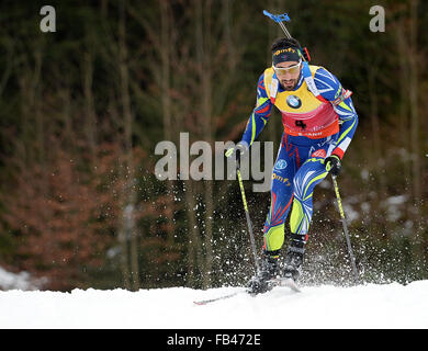 Inzell, Allemagne. 09Th Jan, 2016. Deuxième placé Martin Fourcade de la France en action pendant les 12.5km poursuite de la coupe du monde à l'arène Chiemgau à Ruhpolding, Allemagne, 09 janvier 2016. PHOTO : ANGELIKA WARMUTH/DPA/Alamy Live News Banque D'Images