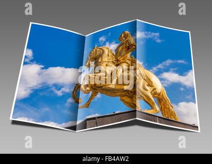 Le Golden Rider est une statue équestre de l'électeur de Saxe et roi de Pologne, Auguste le Fort à Dresde, Saxe, Allemagne Banque D'Images