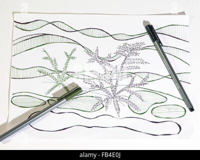 Dessin colorés et complexes pour les adultes est devenu tendance et est dit d'éliminer le stress, l'attention juste des mots clés Banque D'Images