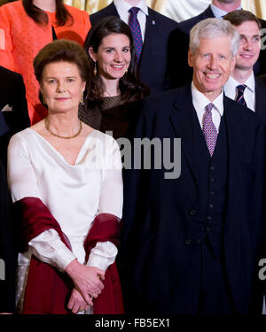 La princesse Margaretha et le Prince Nicolas de Liechtenstein assister au 95e anniversaire de l'ancien Grand-duc Jean de Luxembourg, le 9 janvier 2016. photo : Patrick van Katwijk Pays-bas OUT POINT DE VUE - PAS DE FIL - SERVICE Banque D'Images