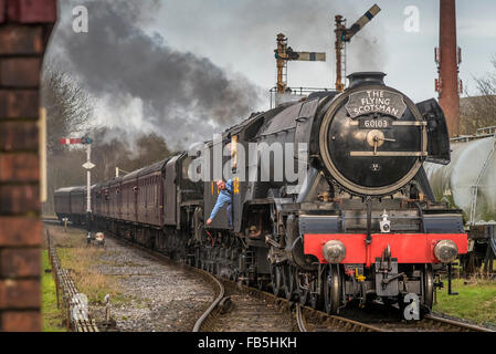 Flying Scotsman, récemment restauré, la locomotive au Ramsbottom sur l'East Lancashire railway en phase de test. Banque D'Images