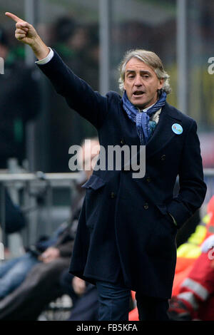 Milan, Italie. 10 janvier, 2016. Roberto Mancini Inter Milan 10-01-2016 Stadio Giuseppe Meazza - Football Calcio Serie A Inter - Sassuolo. Credit : Insidefoto/Alamy Live News Banque D'Images