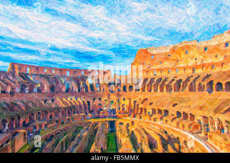 Une vue de l'impressionnant Colisée romain antique situé dans la capitale de l'Italie Rome. Banque D'Images