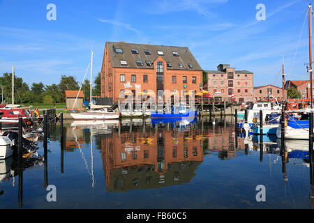 Bateaux dans le port de l'île de Fehmarn, Orth, côte de la mer Baltique, Schleswig-Holstein, Allemagne Banque D'Images