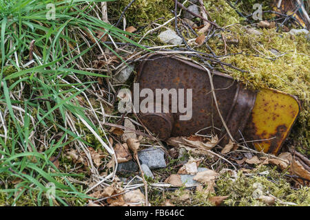 Loch Laggan, Inverness-shire. Ruines des déchets à pointe de voler l'environnement à côté de l'A86 à 'Glenbogle". Banque D'Images