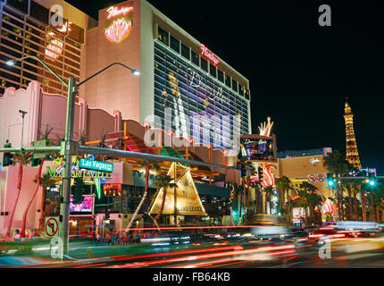 Flamingo Hotel and Casino sur le Strip de Las Vegas Boulevard, la nuit Banque D'Images