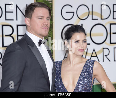 Los Angeles, Californie, USA. 10 janvier, 2016. Channing Tatum et Jenna Dewan sur le tapis rouge lors d'arrivées pour la 73e Golden Globe Awards, qui a eu lieu au Beverly Hilton Hotel. Crédit : David Bro/ZUMA/Alamy Fil Live News Banque D'Images