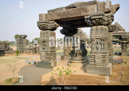 Nandi Bull, temple Ramappa, Warangal, Telangana, Inde Banque D'Images