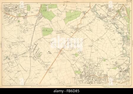 SUTTON:Carshalton,Morden,New Malden,Worcester Pk,Mitcham, Cheam-Bacon,c1911 la carte Banque D'Images