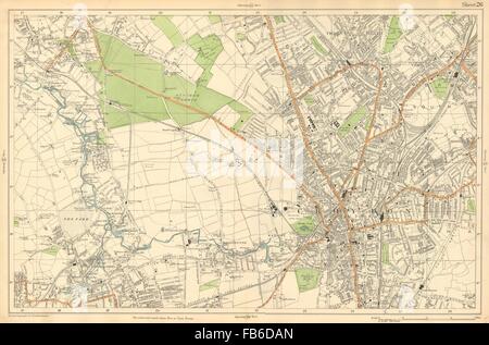 CROYDON:Mitcham,Carshalton,Wallington,Thornton Hth,Beddington(Bacon), c1911 la carte Banque D'Images