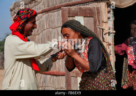 Fakirani tribu Jat, Medi, village du district de Kutch, rituel traditionnel, Gujarat, Inde Banque D'Images