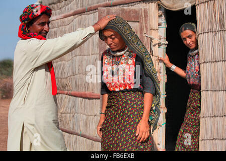 Fakirani tribu Jat, Medi, village du district de Kutch, rituel traditionnel, Gujarat, Inde Banque D'Images